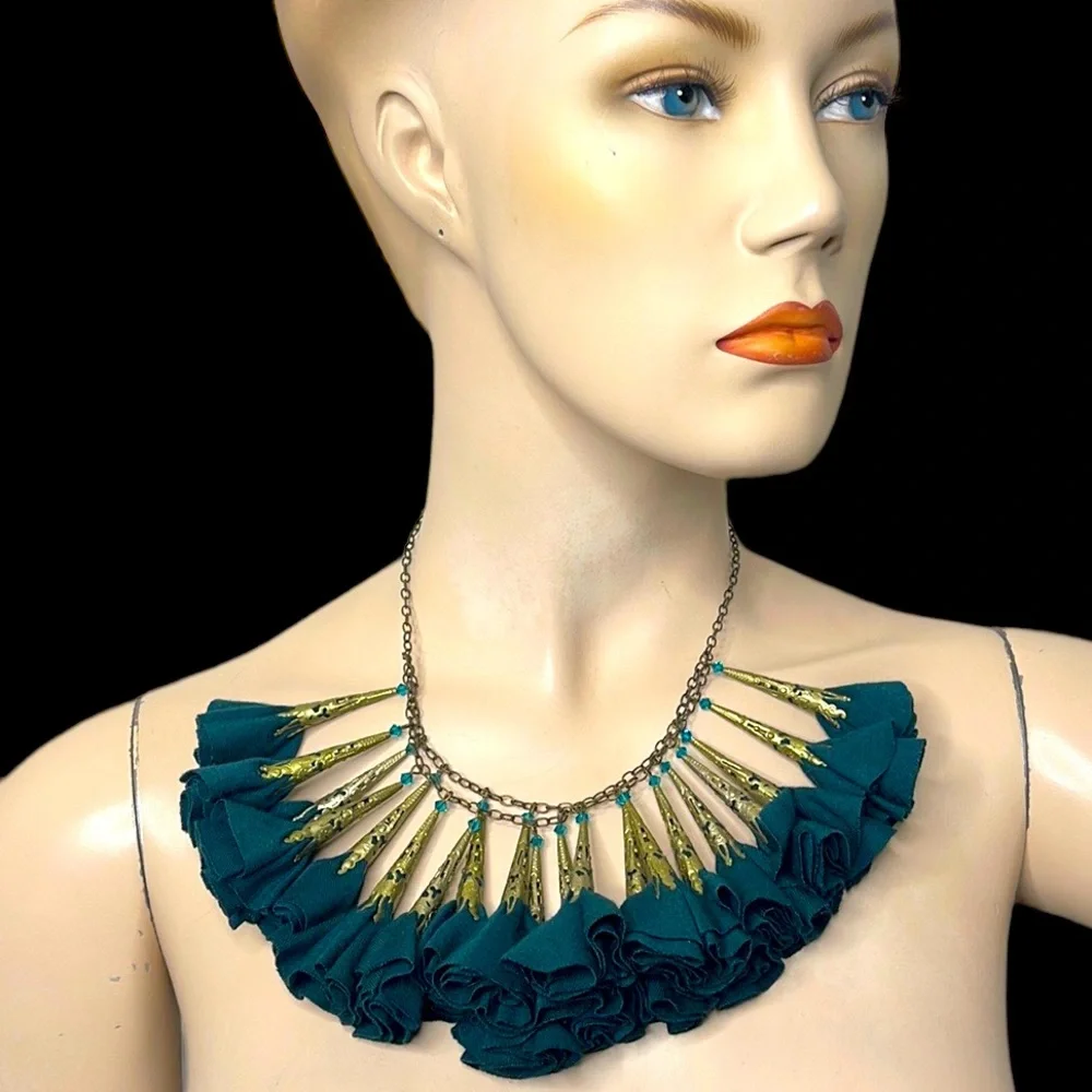 Vintage Fabric Pendant Necklace